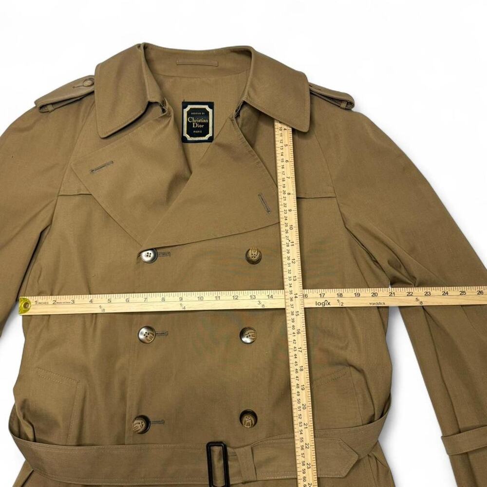Gleneagles Designed By Christian Dior Tan Belted Trench Coat Rain Size 42R - Picture 3 of 8